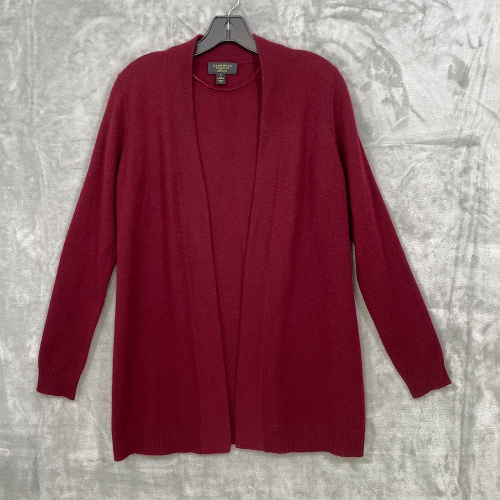 Charter Club Luxury 100%‎ Cashmere Open Front Cardigan Burgundy Size S Cozy